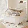 Caja de Almacenamiento para Vajilla de Cocina Doméstica con Cajón Bandeja de Drenaje para el Piso Estante de Almacenamiento para Platos Cubiertos a Prueba de Polvo