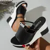 Sandalias de Mujer Estilo Nuevo 2025 con Pedrería, Plataforma de Cuña, Sandalias Slip-On de Suela Gruesa, Zapatos de Talla Grande para Mujer
