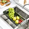 Bacia de Lavar Legumes Retrátil Simples Cesta de Escorrer Rack de Filtro de Água para Pia de Cozinha Cesta de Armazenamento de Frutas e Legumes