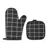 Conjunto de Luvas de Cozinha de Algodão e Linho, Luvas para Micro-ondas, Luvas Isolantes de Calor, Luvas de Forno Espessadas, Luvas Antiescamento Resistentes a Altas Temperaturas
