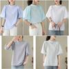 Camisa de manga corta holgada con cuello redondo pequeño, a rayas japonesas y coreanas, estilo francés abullonado, combinable con todo.