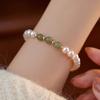 Pulsera Redonda de Piedra Natural Fuerte Ligera Perla Shijia Perla de Agua Dulce Chapado en Cobre Oro de 14K Retro Lujo Accesible Joyería de Mano Simple