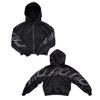 Sudadera Retro con Capucha y Cremallera con Diseño de Estampado de Letras Gothic High Street Marca de Moda Europea y Americana Otoño e Invierno Transfronteriza Lote