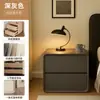 Mesita de Noche con un Estilo de Lujo Ligero y de Gama Alta, Gabinete de Almacenamiento con Cajones, Mesita de Noche de Madera Maciza de Color Crema para Dormitorio, Gabinete de Almacenamiento Integrado para Mesita de Noche