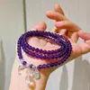 Pulseira de Prata Esterlina 925 4mm com Ametista Natural e Cristal Branco Multi-Círculos Pulseira