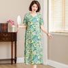 Nova Mãe de Meia-idade Vintage Estilo Nacional Vestido de Verão plus size Vestido de Seda de Algodão 50 Meia-idade Nova Saia Cheongsam Chinesa