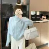 Sentido del Diseño Estilo Coreano Cuello Vertical Cárdigan de Punto Abrigo Corto para Mujer Otoño e Invierno Nuevo Abrigo Top Pequeño