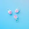 Novo Pingente de Morango Rosa com Diamante Eletrodepositado de Precisão em Prata Esterlina S925 Pingente em Formato de Coração Acessórios para Pulseira de Cristal DIY