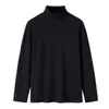 Camiseta de manga larga para hombre Derong 2024 Otoño e Invierno, nuevo color liso, terciopelo de doble cara, versátil, tendencia Ins, cuello medio alto, básica