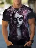 Camiseta Casual de Moda de Verano 2024 para Hombre de Comercio Exterior Europeo y Americano, Impresión 3D, Hermoso Anime para Mujer, Manga Corta, Cuello Redondo