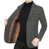 Traje Casual Grueso de Felpa para Hombre de Otoño e Invierno Abrigo de Lana Cálido de Negocios para Hombre de Mediana Edad Ropa para Papá Traje de Cuadros