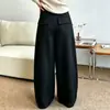 Calça Wide Leg de Arroz Glutinoso Branco Selecionado Cuidadosamente Feminina Outono/Inverno Nova Calça Glutinosa de Arroz Cintura Alta Fluida Calça Reta Solta para Pessoas Altas