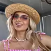 Gafas de Sol Nuevas de Metal Transfronterizas para Mujer, Gafas de Alta Gama Anti-UV, Moda para Fotografía Callejera, Gafas Versátiles sin Montura para Mujer