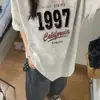 Camiseta Feminina Manga Curta Estampada Digitalmente Aliexpress Transfronteiriça Moda Verão Versátil Solta Gola Redonda Top