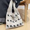 Bolsa de Ombro de Lã Tricotada Dopamine New Love Artística Grande Capacidade Sacola de Compras XR