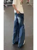 Jeans Azules de Trabajo Retro Americano para Hombre Verano Pantalones Bootcut Sueltos Estilo Bf Perezoso Pantalones de Pierna Ancha Scimitar