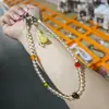 Cadena de Teléfono Colgante de Caqui de Nuevo Estilo para la Buena Suerte, Amuleto de Buena Suerte, Llavero de Pulsera con Cuentas de Cristal Fresco de Verano