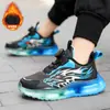 Zapatos para Niños con Forro de Felpa, Segunda Capa de Algodón, Otoño/Invierno 2026, Superficie de Cuero, Zapatos Deportivos para Niños, Hebilla Giratoria, Niños Medianos y Grandes, Zapatos para Correr para Niños