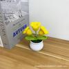 Creativo terminado tejido a mano 3 Lirio maceta pequeña flor artificial de lana tejida mini adornos pequeños de escritorio DIY