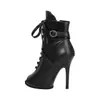 Pedido extranjero de Amazon otoño e invierno 2026 zapatos de baile con tacón integrado de personalidad, tacones de aguja con cordones, botas de corte bajo para mujer