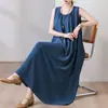 Novo vestido de verão de algodão e seda, vestido regata moderno, comprimento médio, acima do joelho, modelagem solta, casual, vestido longo plus size
