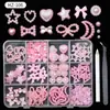 Adornos para Uñas de Lazo Caliente Transfronterizos Perla de Resina Flor de Cinco Pétalos Amor Set de 12 Cajas para Uñas DIY