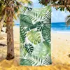 Fornecimento Exclusivo Transfronteiriço de Toalha de Praia com Estampa de Folha de Monstera Verde Fresca, Toalha de Banho com Estampa Digital de Folha em Microfibra