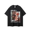 Camiseta de Manga Corta Estilo Americano High Street Antigua Oversize Lavado Pesado para Hombre Moda Hip-hop Marca Vieja Suelta Manga Corta