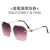 Nuevas Gafas de Sol Cuadradas sin Montura con Borde Cortado para Mujer Moda Europea y Americana Populares en Internet Sesión de Fotos Callejera Gafas de Sol de Película Marina Degradada para Mujer