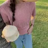 Suéter de Punto de Calidad Live con Cuello Redondo Azul Real de Manga Corta para Mujer Primavera y Verano Estilo Coreano Moda Elegante Silueta Adelgazante Top de Moda