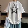 Camiseta de Moda Estilo Hong Kong de Peso Pesado para Hombre Verano Moda Ins Europeo y Americano High Street Algodón Puro Manga Corta Oversize Top Holgado