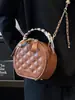 2025 Bolso Redondo Pequeño Portátil Rómbico Elegante de Lujo Ligero de Alta Gama, Bolso Cruzado de Cadena Versátil Casual a la Moda para Mujer