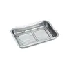 Venta Directa de Fábrica Bandeja Cuadrada de Acero Inoxidable con Rejilla para Control de Aceite, Bandeja Multifuncional para Escurrir y Filtrar Aceite, Adecuada para Brochetas Fritas y Barbacoa