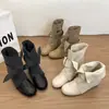 Botines Planos Retro Negros Más Vendidos para Mujer Verano 2026 Nuevos Versátiles con Faldas Aumentan la Altura Ocultos Adelgazantes Botines Cortos