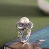 Anillo Humano Plata Plata Tailandesa Seiko Mano Joyería Plata S925 Incrustado Perla de Agua Dulce Anillo Encaje Estilo Europeo Anillo Personalizado