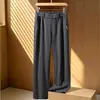 Calças casuais masculinas de acetato texturizado e lã para primavera e outono, calças esportivas de perna larga retas e largas, calças estilo pai plus size