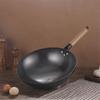 Fábrica comercio exterior hogar antiguo wok fondo profundo gran capacidad antiadherente sartén fondo redondo mango de madera wok de hierro al por mayor