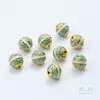 Contas Espaçadoras Atacado Cobre Banhado Ouro Areia Azul Queimado Cloisonné Contas Redondas Bola Flor Trevo de Quatro Folhas Contas Espaçadoras Acessórios de Contas para Joias DIY