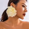 Pendientes de flores grandes con diseño de tela exagerado, hechos a mano, con flores, para mujer