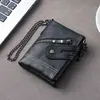 Nova Carteira Curta Masculina Carteira Masculina de Alta Qualidade Transfronteiriça Negócios Zíper Duplo PU Carteira Masculina Retro Pequena Carteira Masculina