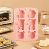 Em estoque: Molde de Silicone Temático de Panda com 6 Peças, Molde de Sorvete de Animal Cartoon, Molde para Bolo de Gelatina de Chocolate