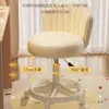 Silla de Maquillaje Estilo Crema Silla para el Hogar Respaldo Taburete de Tocador Habitación de Niñas Silla Giratoria Elevable Taburete de Manicura Rueda