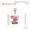 Nuevo llavero colgante de acrílico con diseño de cerdito rosa lindo impreso en 2D transfronterizo, llavero de dibujos animados para jóvenes