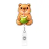 Porta-Crachá Retrátil Clipado Desenho Animado Fofo Capivara com Glitter Crocodilo Giratório Clip para Crachá de Profissional de Saúde Atacado