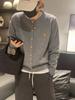 Cardigan de Punto para Mujer 2025 Nuevo Otoño e Invierno Cuello Redondo Bordado Elegante Casual Holgado Versátil Suave Cera Imitación Lana