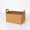 Cesta de Almacenamiento de Escritorio Estilo Nórdico Organizador de Escritorio Caja de Almacenamiento de Cuero Cesta de Almacenamiento Plegable para el Hogar para Cuidado de la Piel Cosméticos