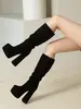 Botas de Salto Alto, Botas Chelsea, Botas Femininas de Salto Grosso, Botas de Pilha da Moda de Nicho, Estilo Quente de Celebridade da Internet Botas de Cavaleiro de Outono