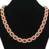 Distintivo Masculino Moda Retangular Diamante Vermelho Costura Cubano Cadeia Colar Europeu e Americano Hip-Hop Rap Street Dance Wear Neck Chain