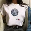 Harajuku Divertido Chica de los 90 Luna Camiseta para Mujer Dibujo Animado Cuello Redondo