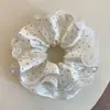 Scrunchie de Renda com Bolinhas Estilo Coreano, Acessório de Cabelo Vintage de Luxo Estilo Preguiçoso para Meninas